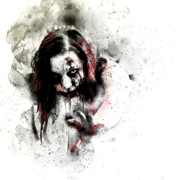 700x700 Watercolor Zombie, Horror Zombie, Cool Women Zombie Painting - Watercolor Zombie