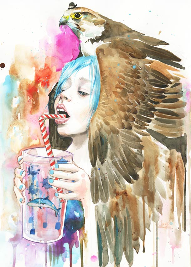 610x852 Watercolor Paintings By Lara Zombie Freeyork - Watercolor Zombie
