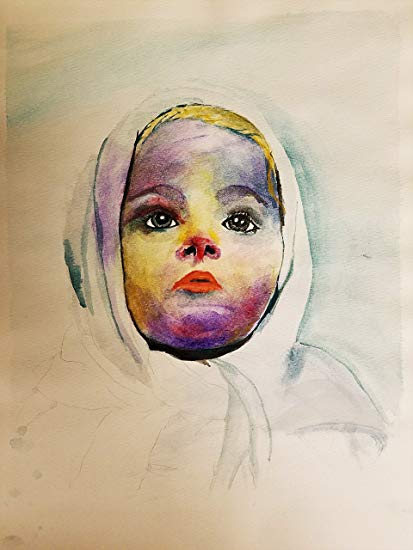 413x550 Blue Sandbox Art - Watercolor Zombie