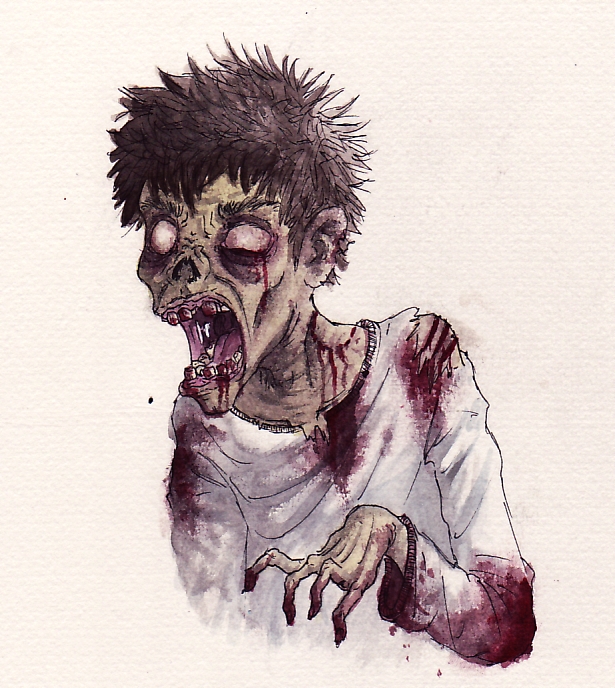 615x688 Watercolor Zombie By Bliktud - Watercolor Zombie