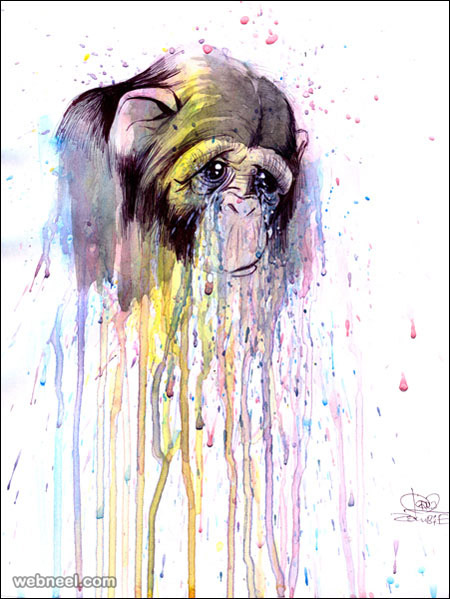 450x599 Watercolor Painting By Lora Zombie 3 - Watercolor Zombie