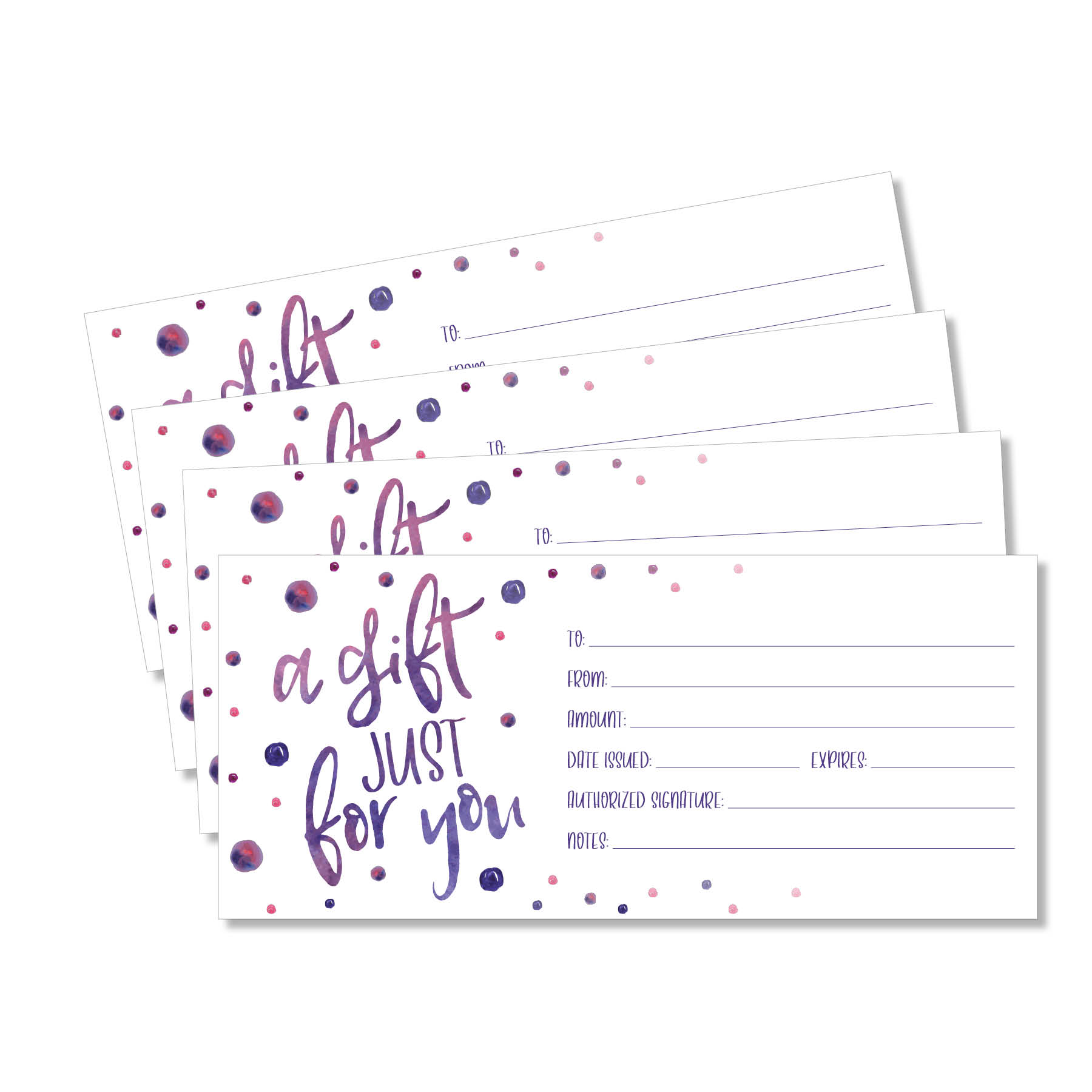 1800x1800 Purplepink Watercolor Gift Certificates Hand Amp Heart Design - Watercolors Gift Certificates