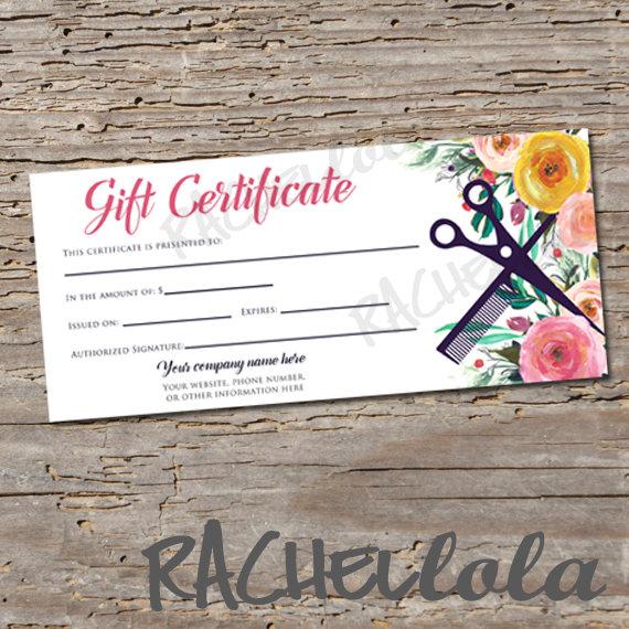 570x570 Custom, Hair Salon Watercolor Floral, Printable Gift Certificate - Watercolors Gift Certificates
