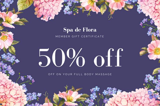550x366 Dark Purple With Watercolor Flowers Massage Gift Certificate - Watercolors Gift Certificates