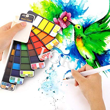 425x425 Lori 42 Colours Watercolour Paint Set With Brush Amazon.in Home - Watercolour Colours