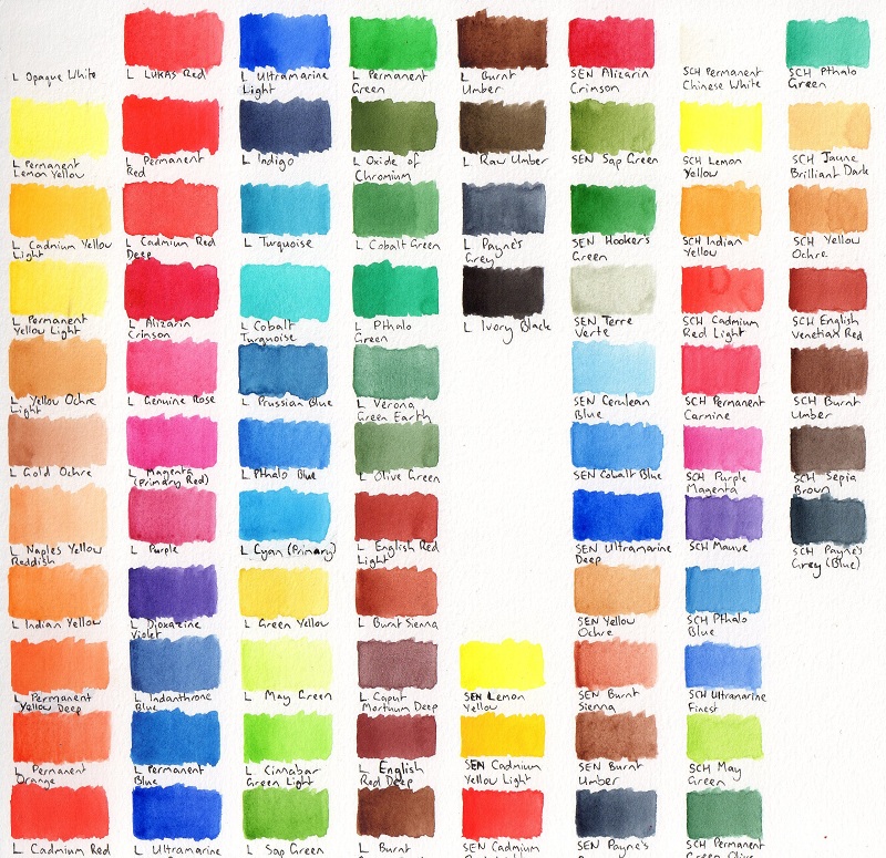 800x775 Watercolour Swatches - Watercolour Colours