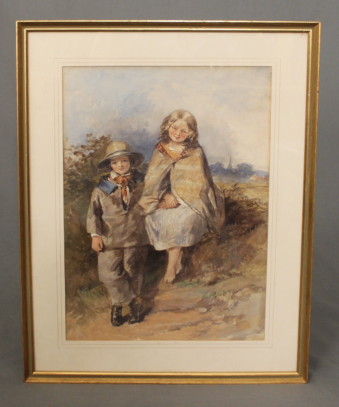 1332x1600 Victorian Figural Watercolour Painting Portrait Children C1855 (C - Watercolour Paintings Of Children