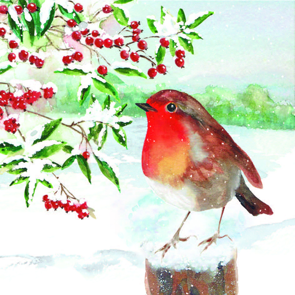 600x600 Watercolour Robin (Felt) - Watercolour Robin