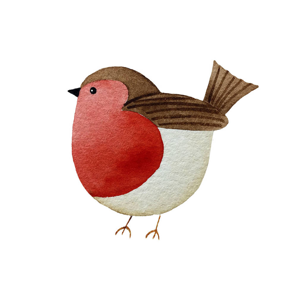 1024x1024 Cute Little Watercolour Robin Framed Art By Jane Wilson - Watercolour Robin