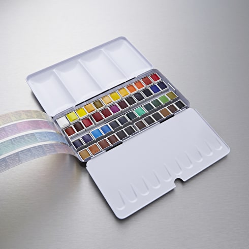 490x490 Sennelier Watercolour Metal Box Half Pan Classic Set Of 48 - Watercolour Set For Beginners