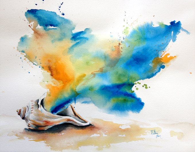 680x533 Bethany Cannon Art Studios You Can Hear The Ocean - Watercolour Shell Paintings