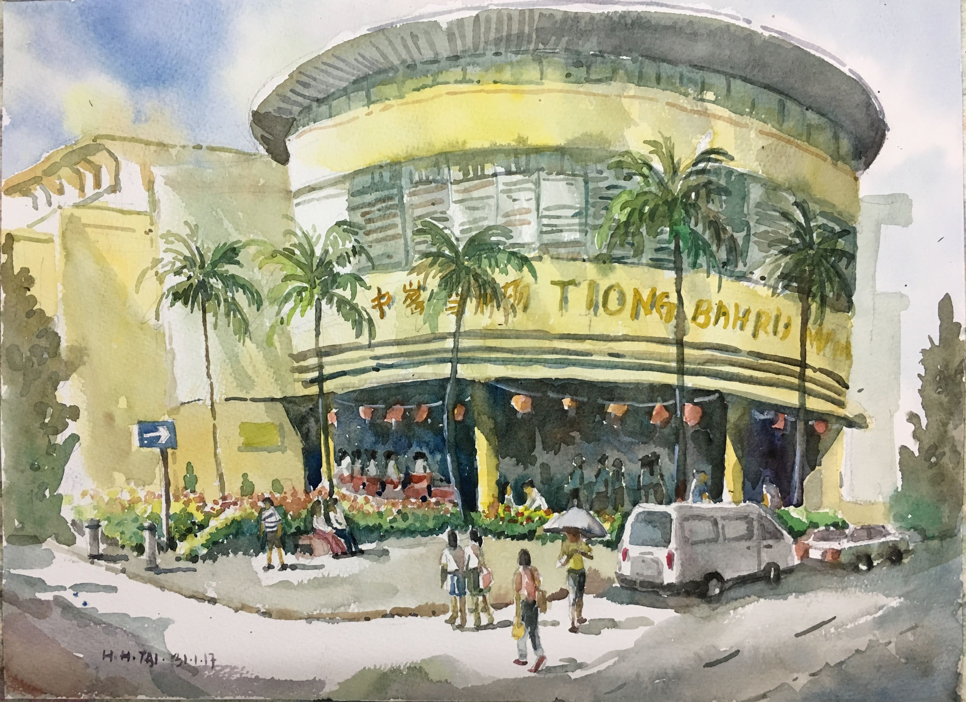 3692x2685 Tiong Bahru Market Singapore Watercolour By Brian Tai Art - Watercolour Singapore