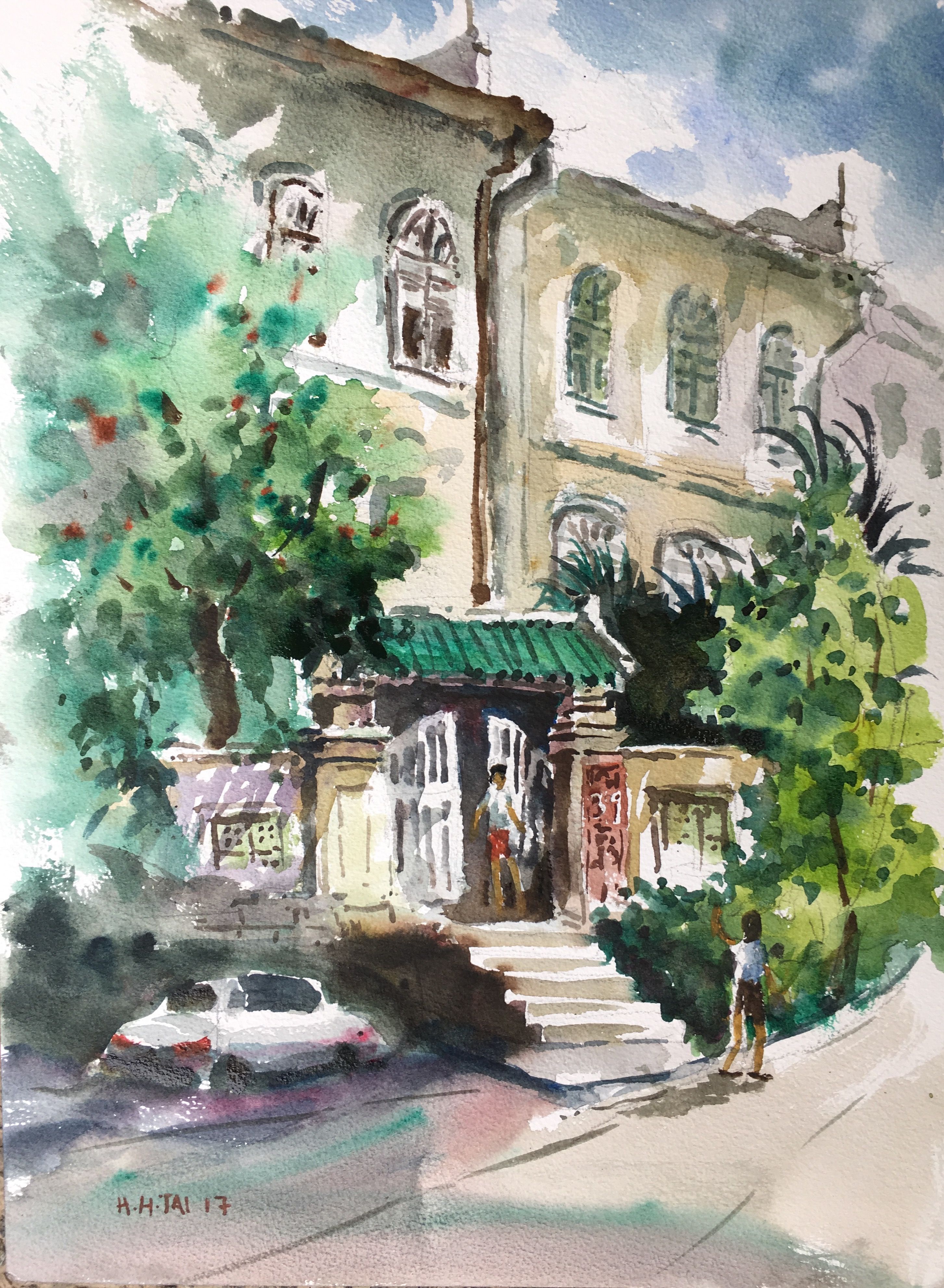 2906x3964 Emerald Hill Singapore Watercolour By Brian Tai 30 X 40cm Art - Watercolour Singapore