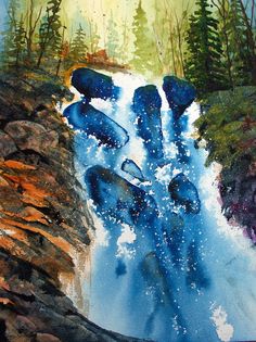 236x315 40 Best Art Water, Falls Images Watercolour - Waterfall Watercolor Painting