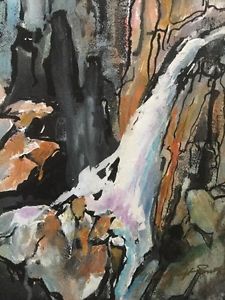 225x300 Modern Contemporary Millie Gift Smith 11amp 034x14amp 034 Abstract - Waterfall Watercolor Painting