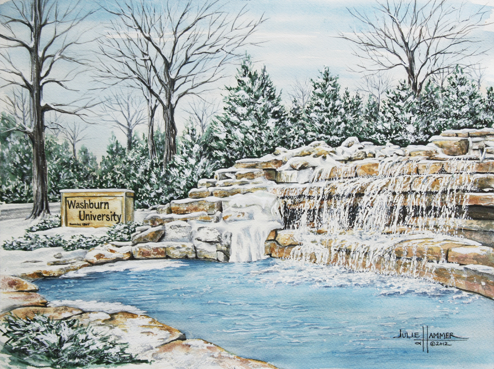 1000x748 Washburn Waterfall Julie Hammer - Waterfall Watercolor Painting