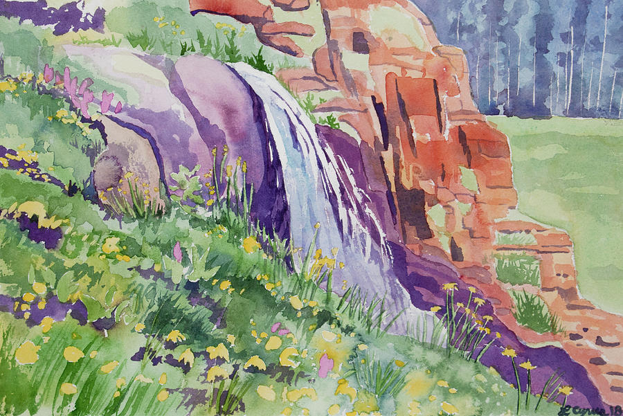 900x601 Watercolor - Waterfall Watercolor Painting