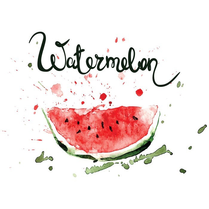700x700 Slice Of Watermelonwatercolor Illustration With Splashes And - Watermelon Watercolor