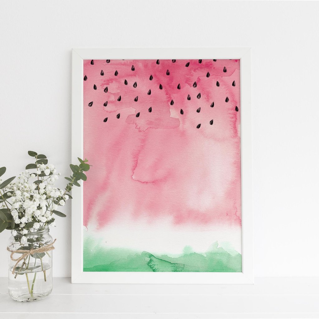 1024x1024 Abstract Watermelon Watercolor Art Print Jetty Home - Watermelon Watercolor