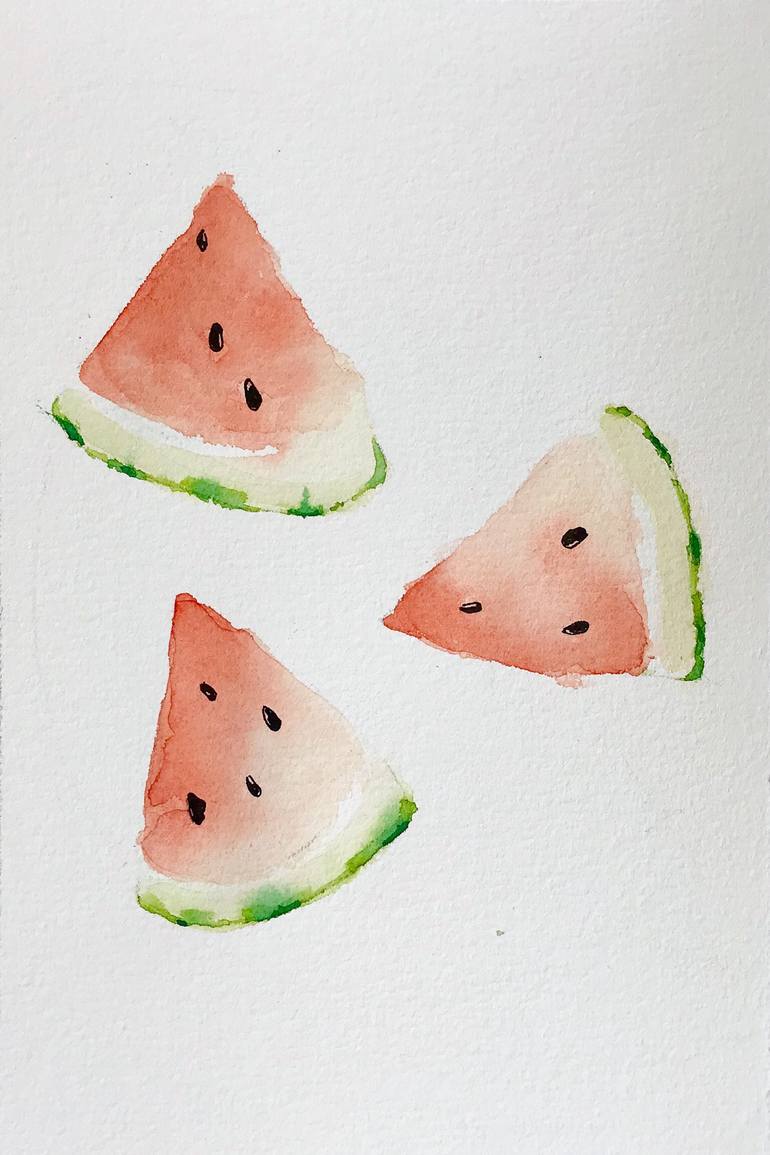 770x1155 Watermelon Watercolor Painting Painting By Mahsa Watercolor - Watermelon Watercolor