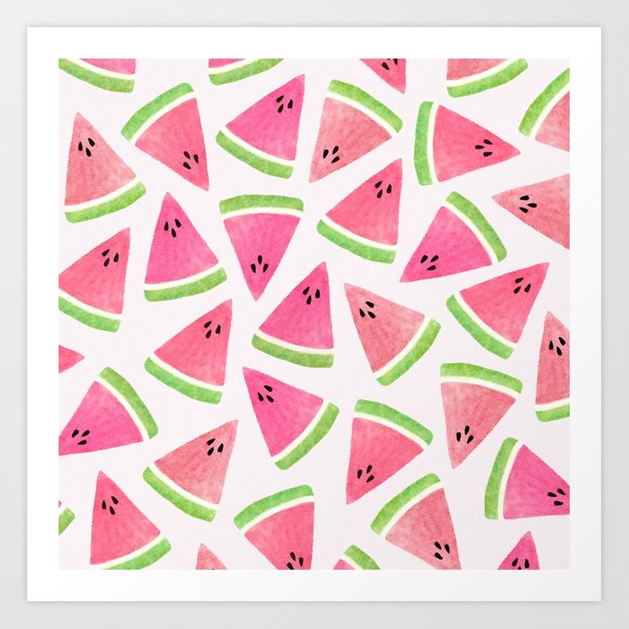 700x700 Watermelon Watercolor Pattern Art Print By Lenamirisola Society6 - Watermelon Watercolor