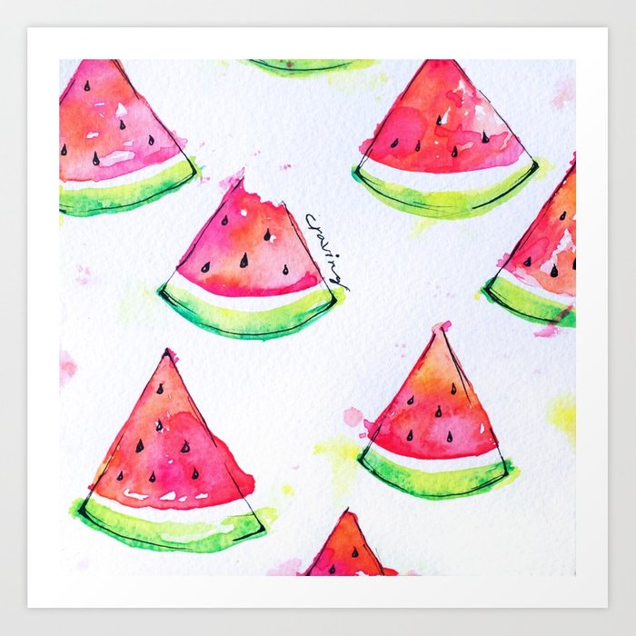 700x700 Watermelon Watercolor Print Art Print By Goldfishkiss Society6 - Watermelon Watercolor