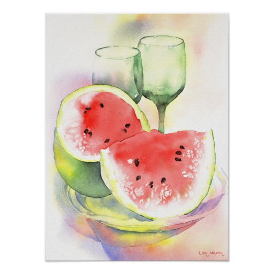 540x540 Watermelon Watercolor Poster - Watermelon Watercolor
