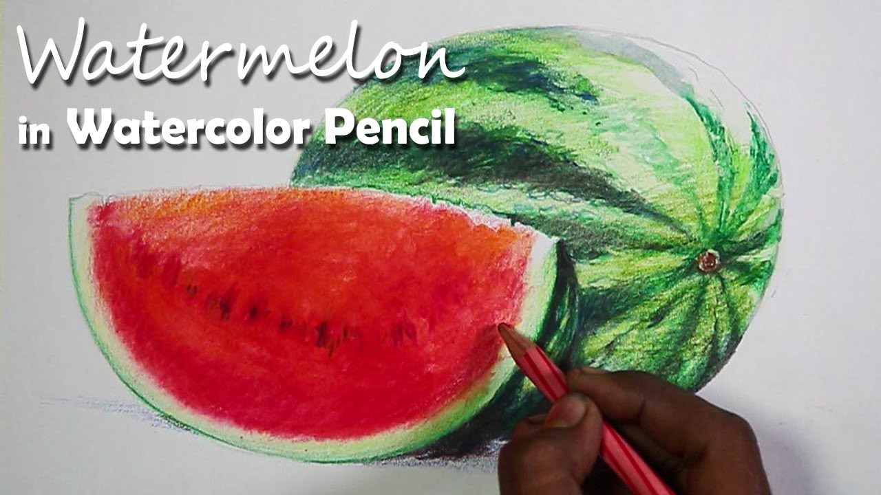 1280x720 Watercolor Pencil Painting Watermelon Step By Step - Watermelon Watercolor Painting