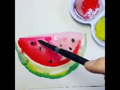480x360 Watercolor Watermelon Tutorial - Watermelon Watercolor Painting