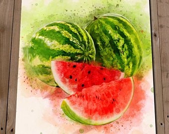 340x270 Watermelon Painting Etsy - Watermelon Watercolor Painting