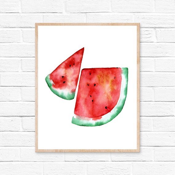 570x570 Watermelon Watercolor Watercolor Painting Watermelon Painting Etsy - Watermelon Watercolor Painting