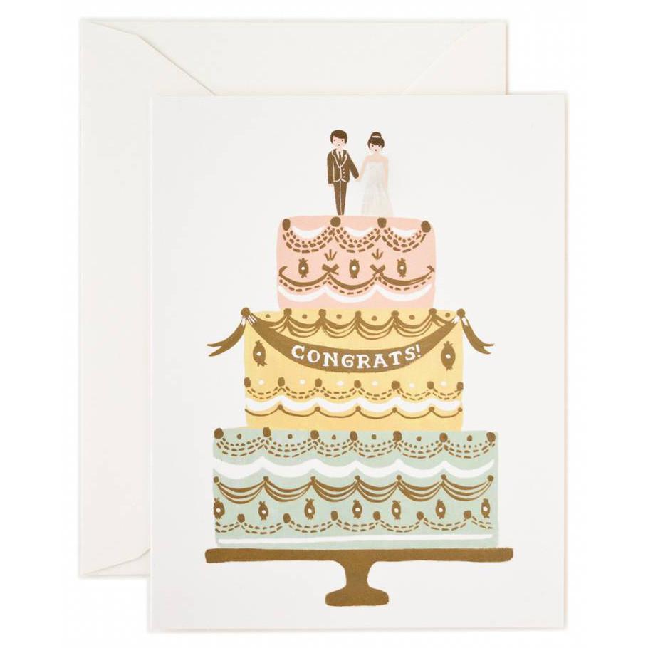910x910 Rifle Paper Co Watercolor Wedding Cake Card Petit Bazaar - Wedding Cake Watercolor