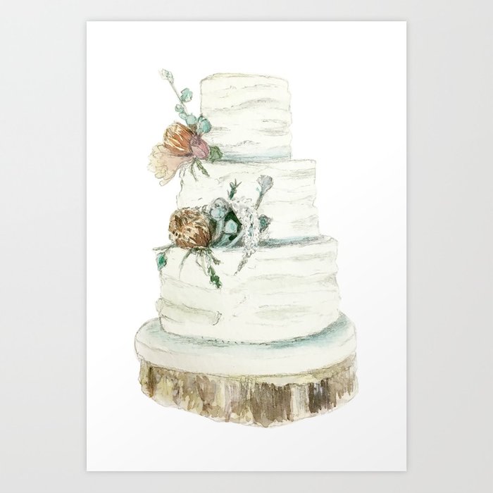 700x700 Wooded Flowers Wedding Cake - Wedding Cake Watercolor