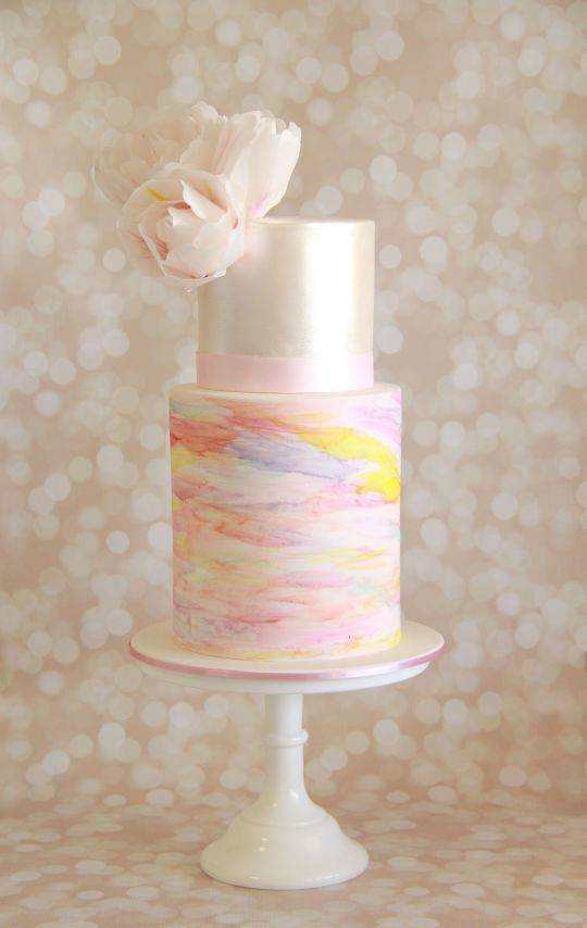 540x854 Pastel Watercolor Wedding Cake Via Savvy Fare Cakes Sweet Violet - Wedding Cake Watercolor