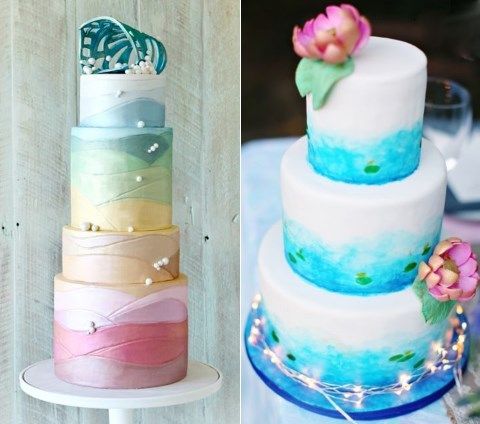 Wedding Cake Watercolor at PaintingValley.com | Explore collection of ...