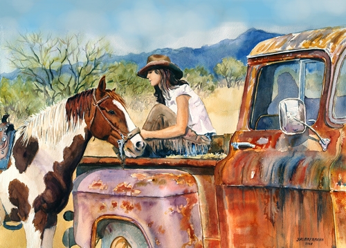 500x359 Margarethe Brummermann Watercolors Gallery Western And Horses - Western Watercolor