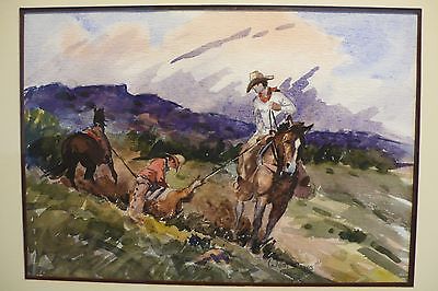 400x266 Original Western Watercolor Lorenzo Castaneda West Texas 1989 - Western Watercolor