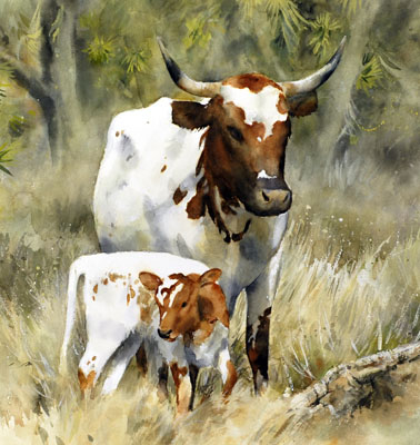 378x400 Watercolor Western Painting Scottish, Perriduncangallery Originals - Western Watercolor