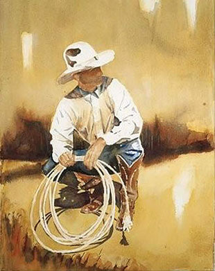 310x391 Wrangler Watercolor Western Watercolor Art Artwork Wild West - Western Watercolor