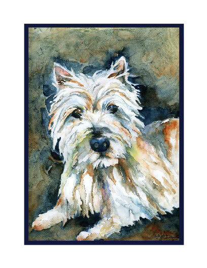 408x528 Westie Watercolor Note Cards - Westie Watercolor