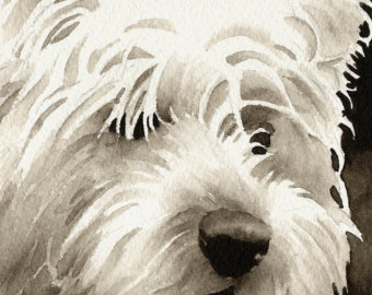 340x270 Westie Watercolor Etsy - Westie Watercolor