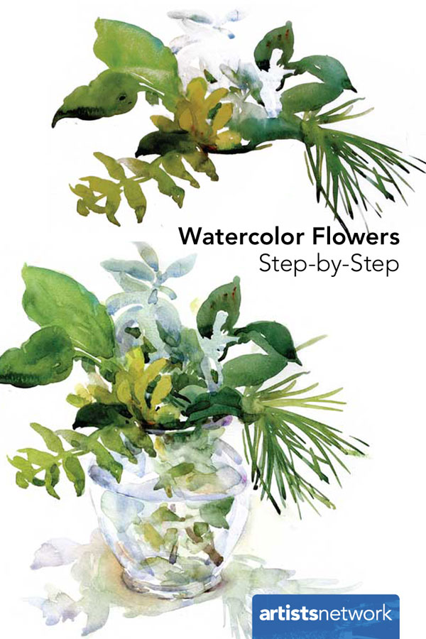 600x900 How To Paint A Watercolor Floral Still Life Step By Step Artist - Wet On Wet Watercolor Flowers