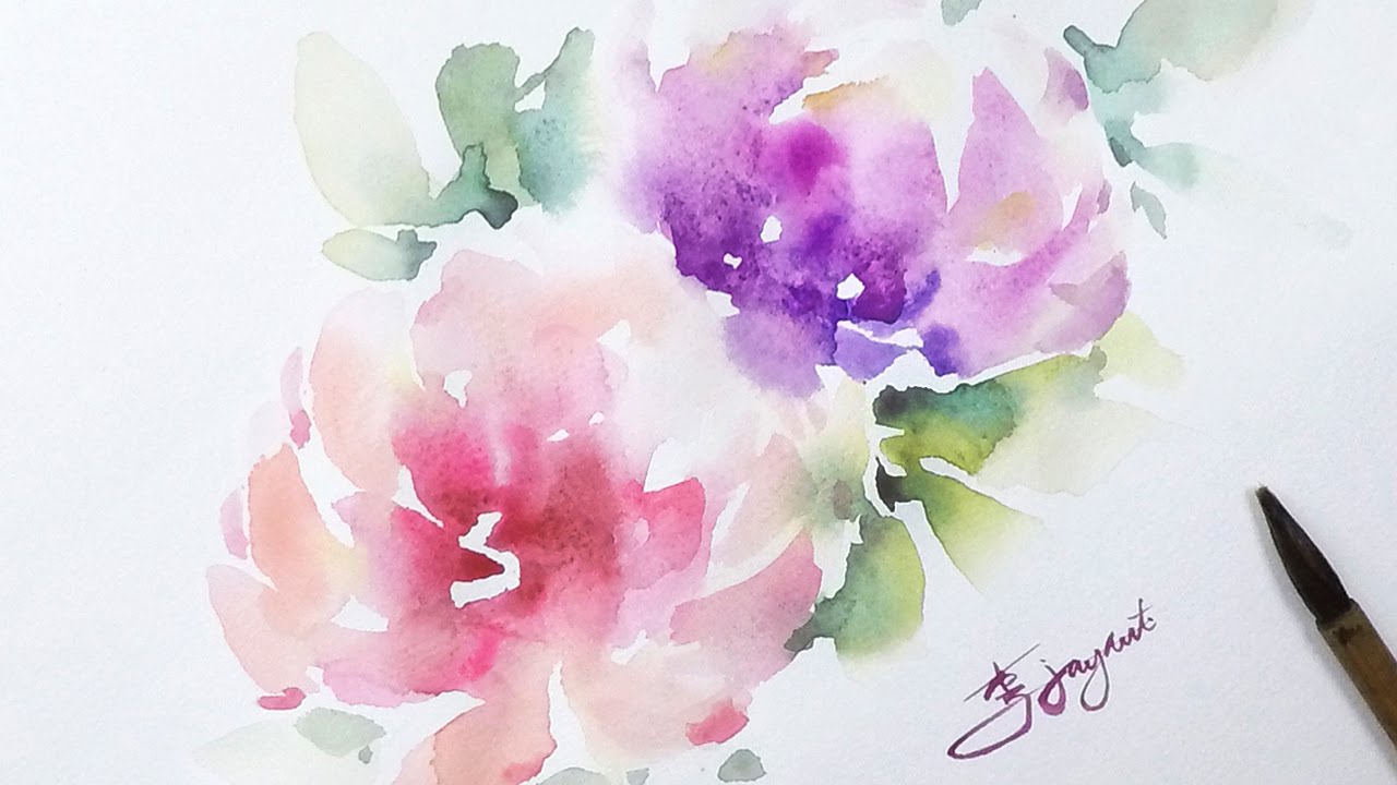 1280x720 Lvl3] Watercolor Flower Painting Wet On Wet Technique - Wet On Wet Watercolor Flowers