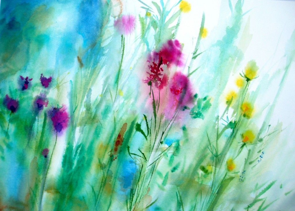 1024x733 Misty Morning Wet On Wet Watercolor Painting Flowers Art - Wet On Wet Watercolor Flowers
