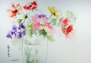 300x210 Water Color Paintings Of Flowers Lvl3] Watercolor Flower Painting - Wet On Wet Watercolor Flowers