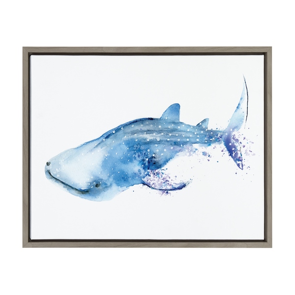 600x600 Shop Sylvie Watercolor Swimming Whale Shark Framed Canvas Art - Whale Shark Watercolor