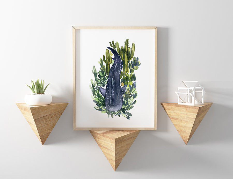 900x692 Watercolor Whale Shark Watercolor Painting Watercolor Print - Whale Shark Watercolor