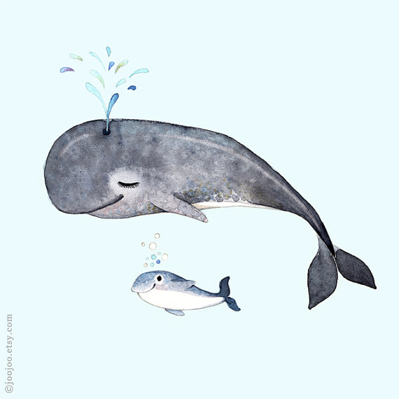 570x570 Nursery Art, Whale Painting, Watercolor Painting, Whale Print - Whale Watercolor