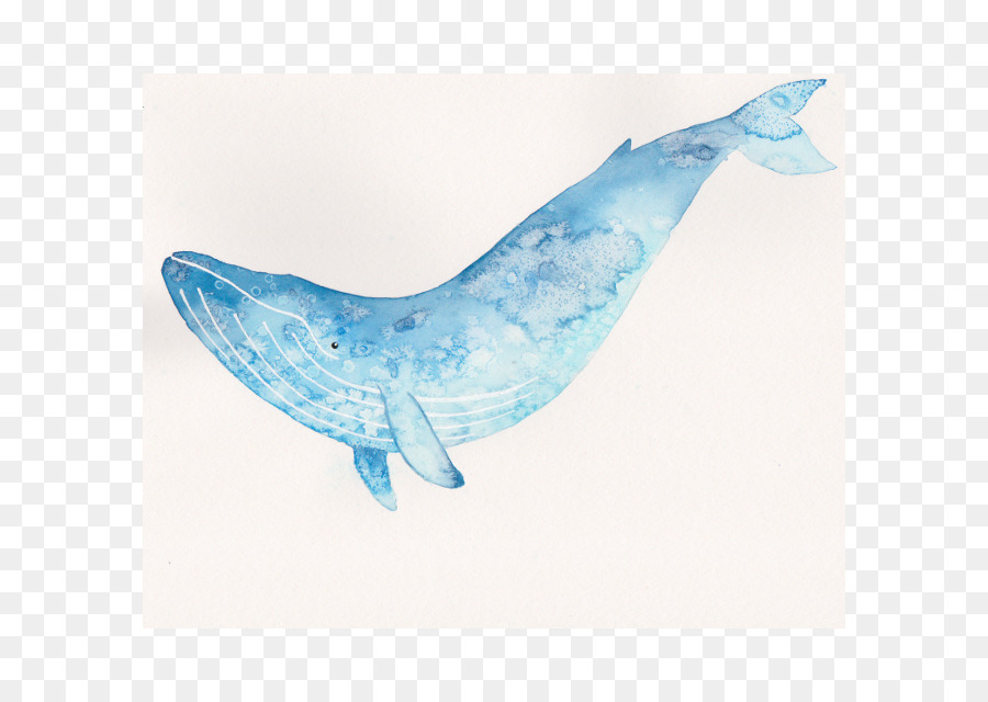 900x640 Blue Whale Watercolor Painting Art - Whale Watercolor