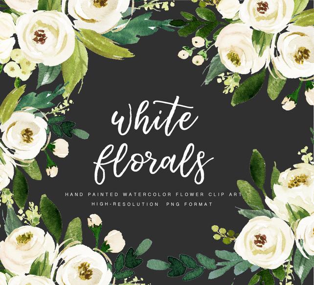 642x582 Watercolor Floral Clip Art White Flowerindividual Png Etsy - White Flower Watercolor